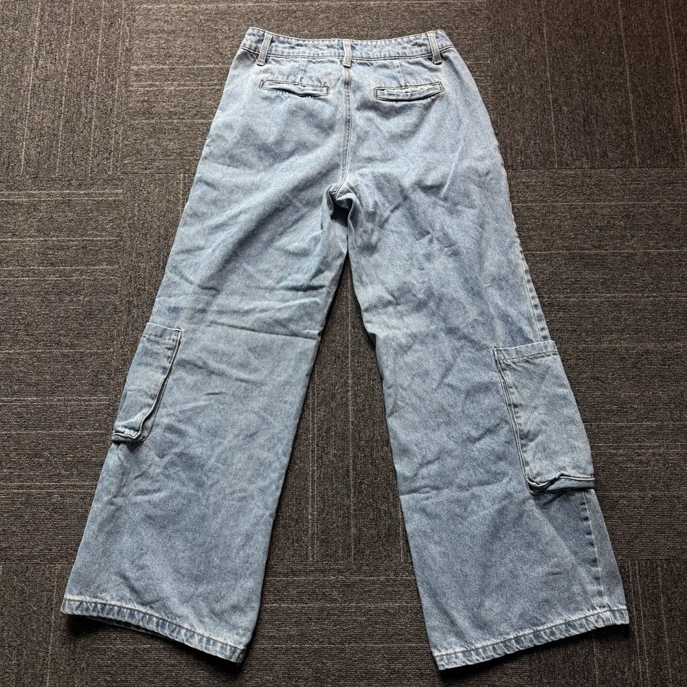Women's RSQ Baggy Denim Cargo Jeans Light Wash Size 27x28 - Picture 7 of 7
